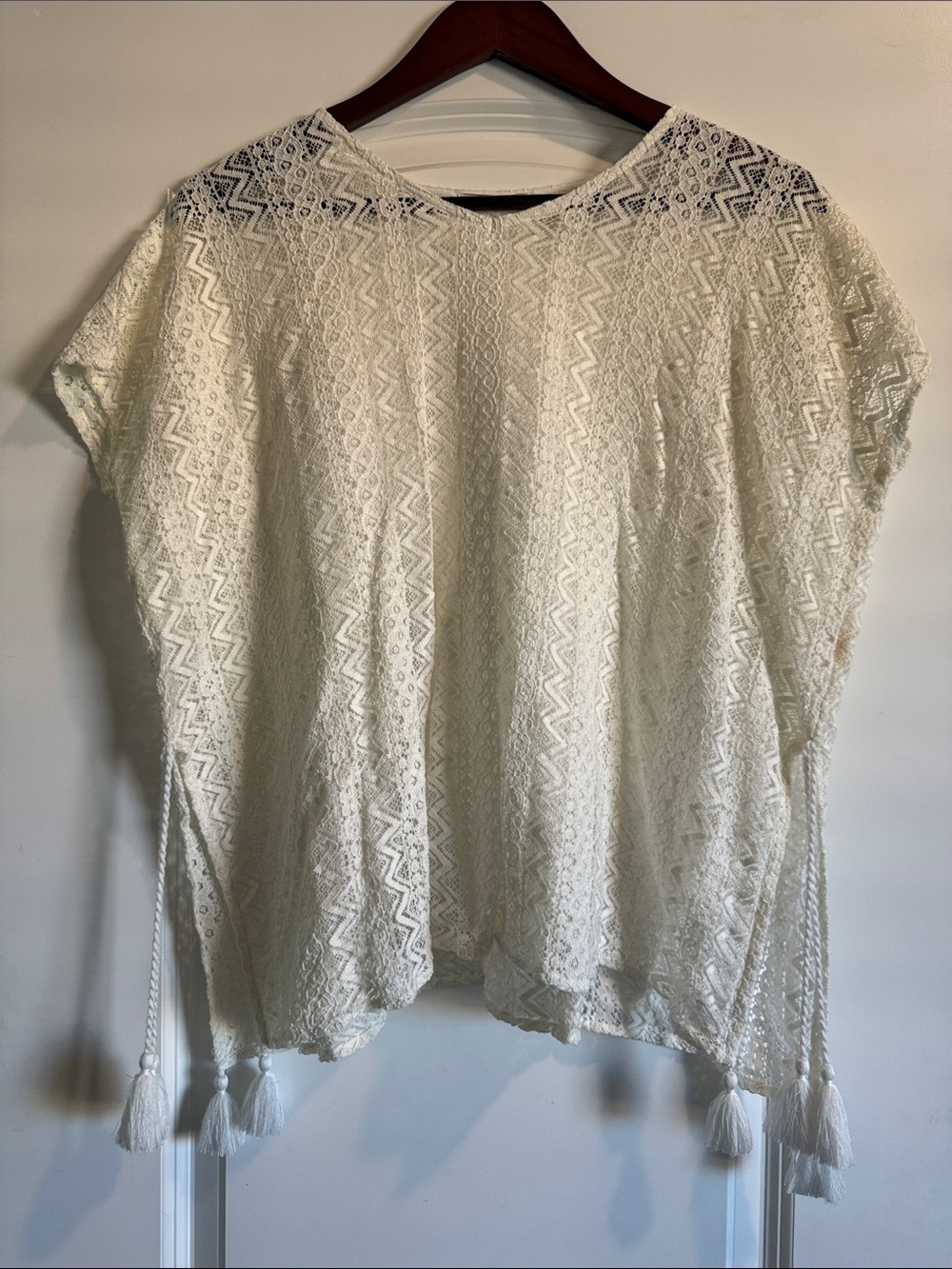 GB girls Cream Lace Tassel Swim Coverup